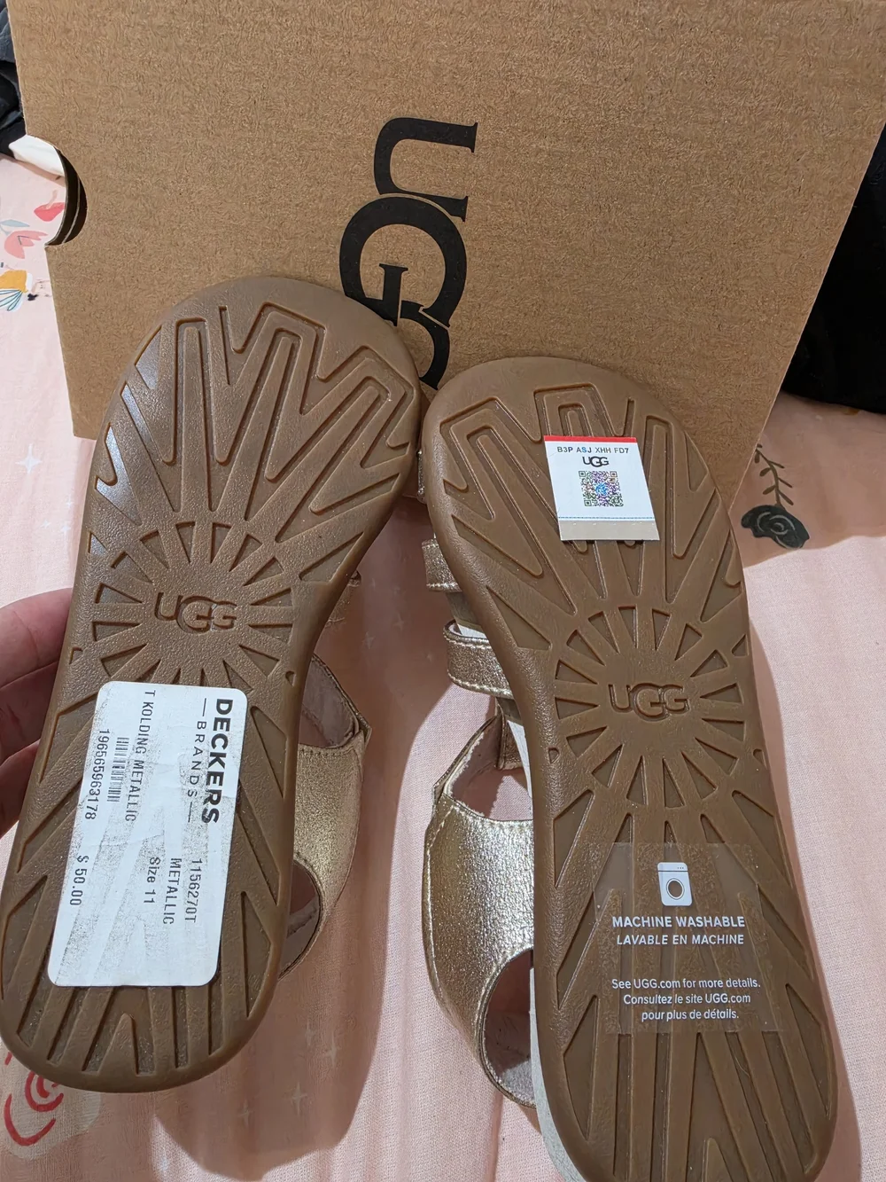 UGG Kids Metallic Gold Strappy Sandals